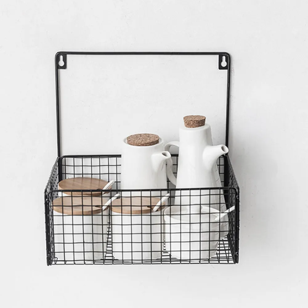 Household Iron Basket Hanging Wall Storage Rack