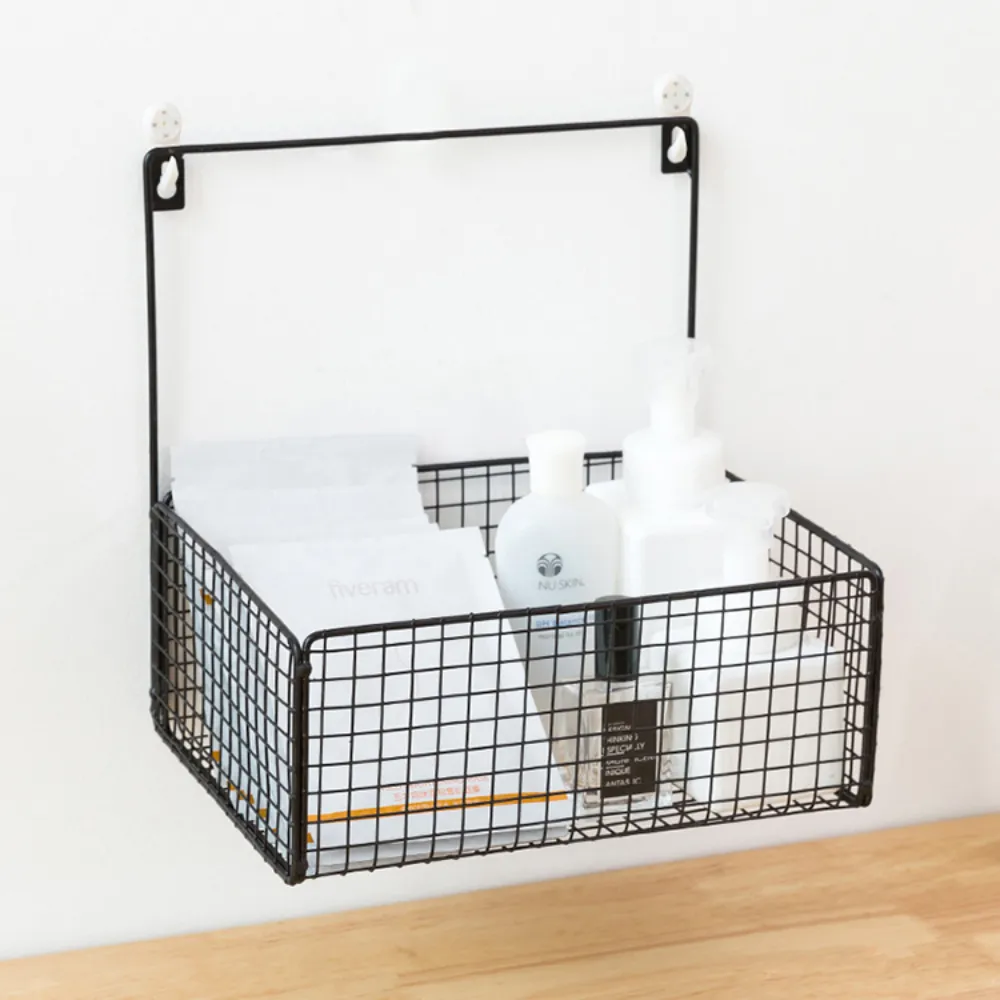 Household Iron Basket Hanging Wall Storage Rack