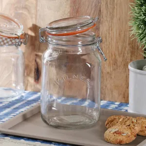 Kilner Glass Clip Top Square Spice Jar | 2 liter