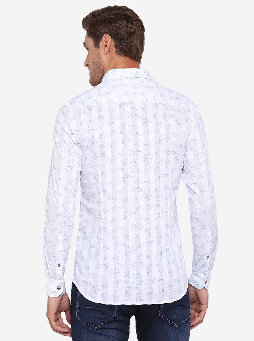 Klan Blue Printed Slim Fit Casual Shirt | JadeBlue