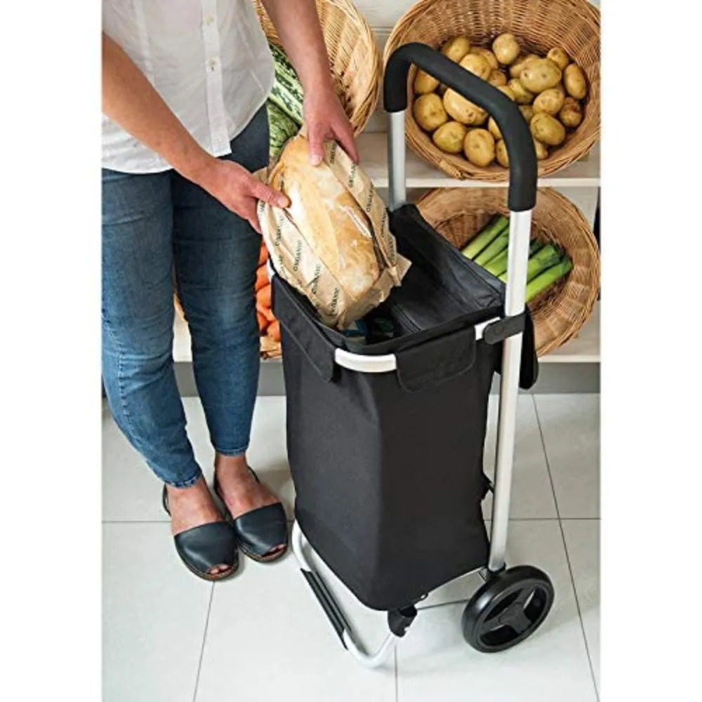 KriShyam®  Folding Shopping Trolley Grocery Cart with Removable Waterproof Canvas Bag and Super Wheels Loading Portable Utility Cart (Black)