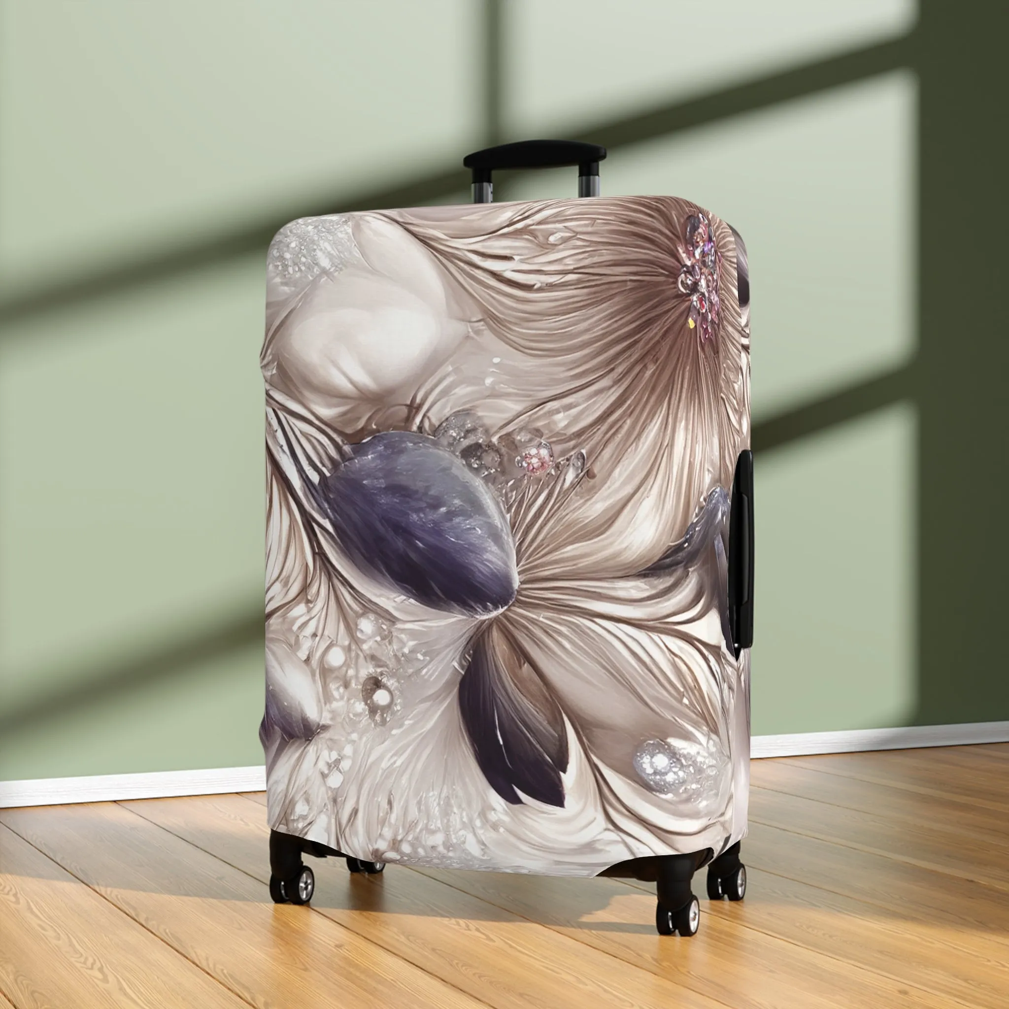 Luggage Cover, Beige Floral-2