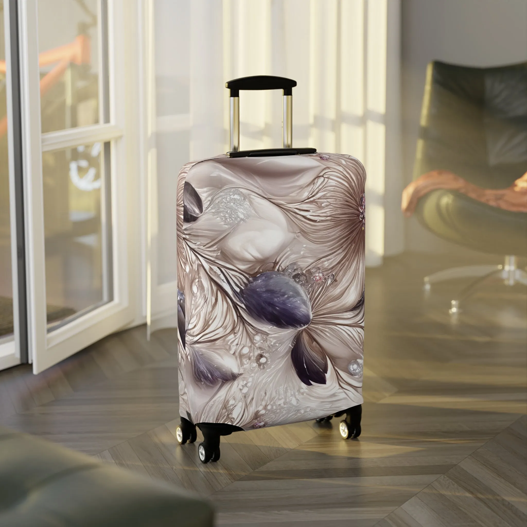 Luggage Cover, Beige Floral-2