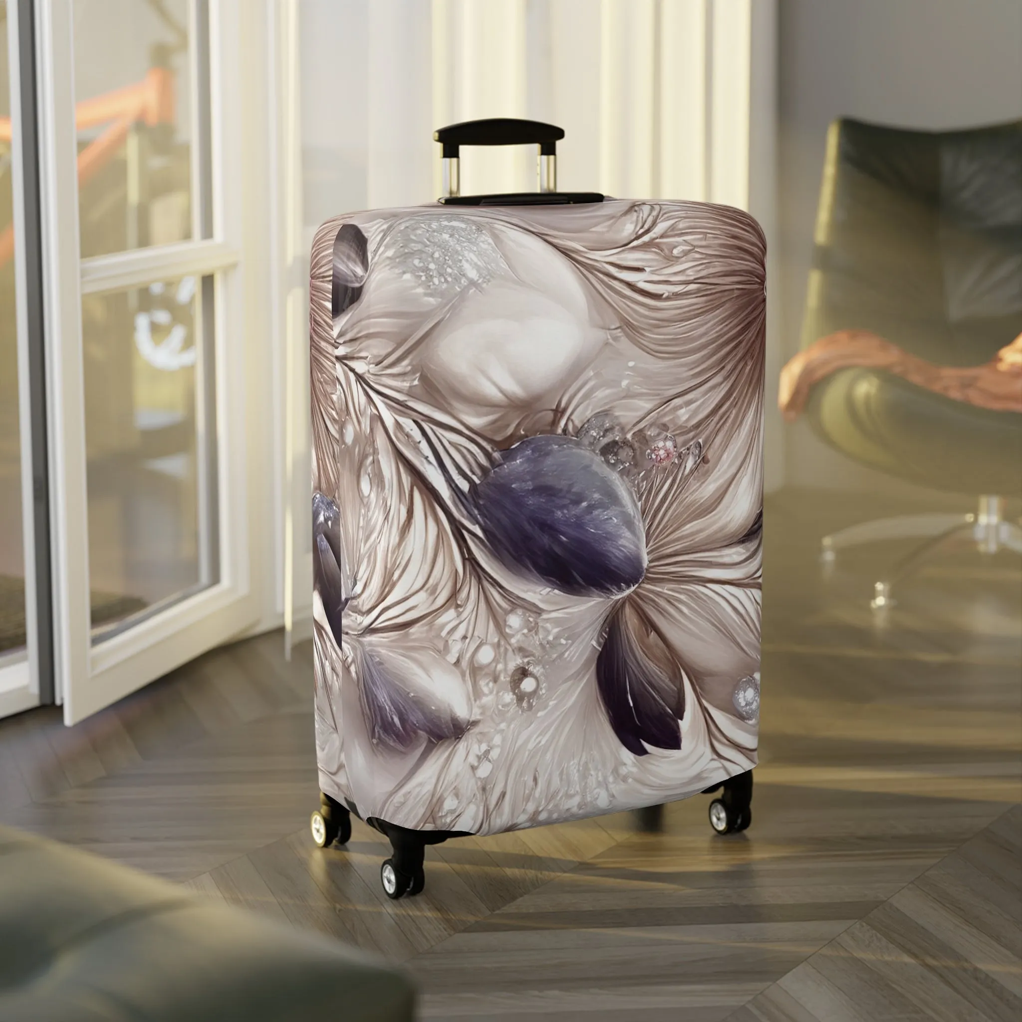 Luggage Cover, Beige Floral-2