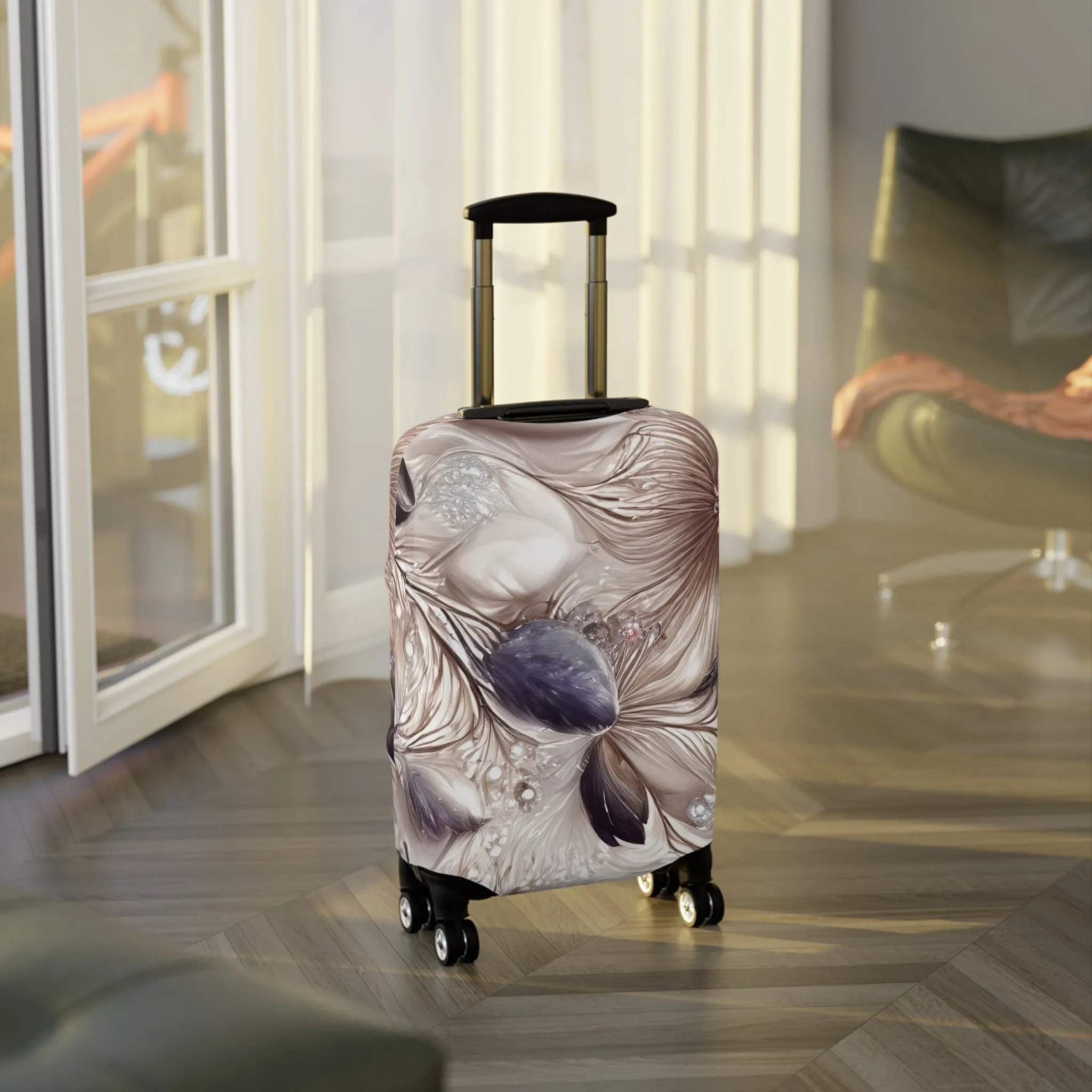 Luggage Cover, Beige Floral-2