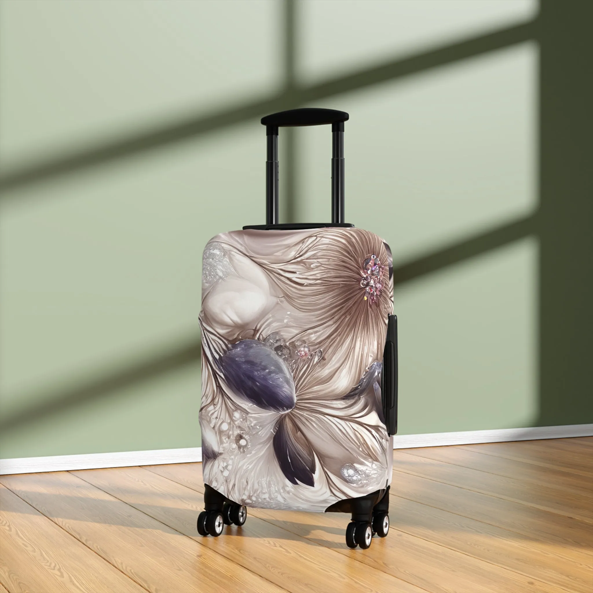 Luggage Cover, Beige Floral-2