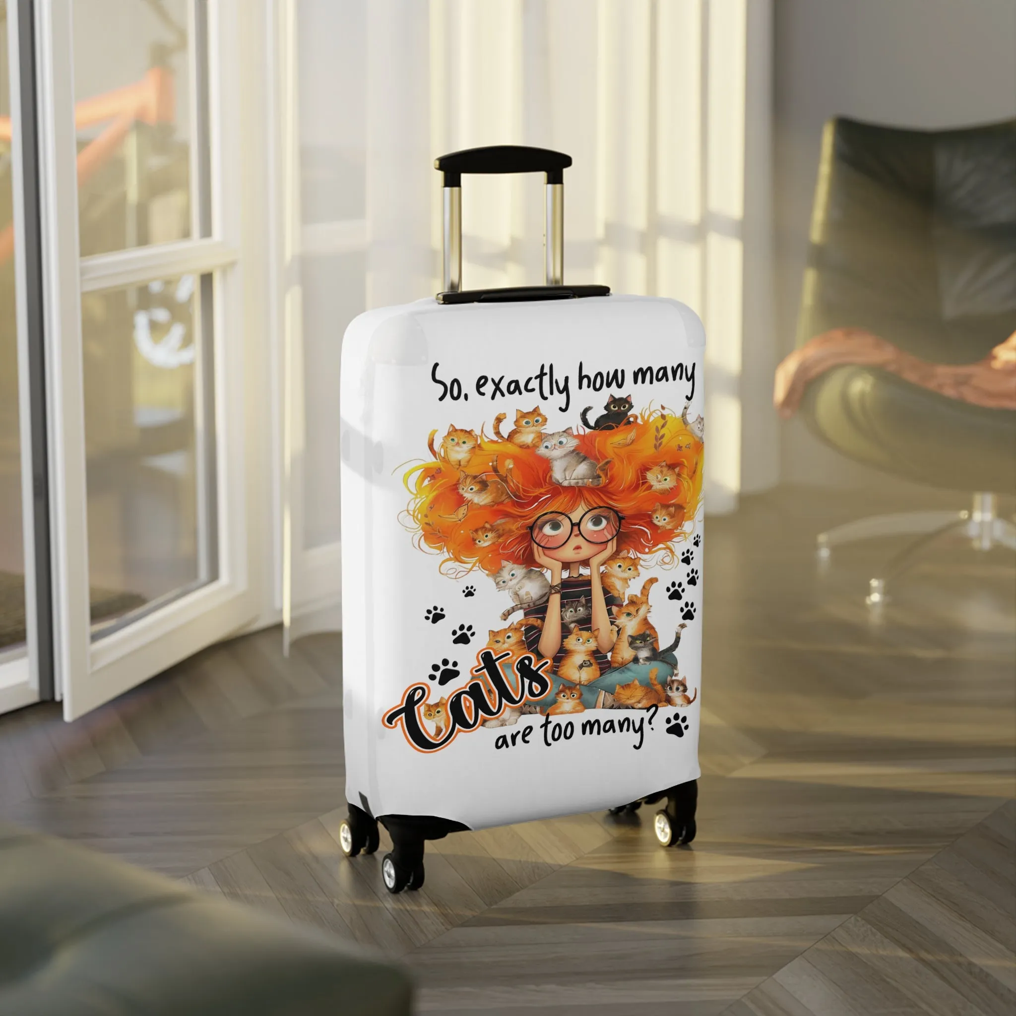 Luggage Cover, Cat, Funny Quote, So how many cats are too many, awd-4016