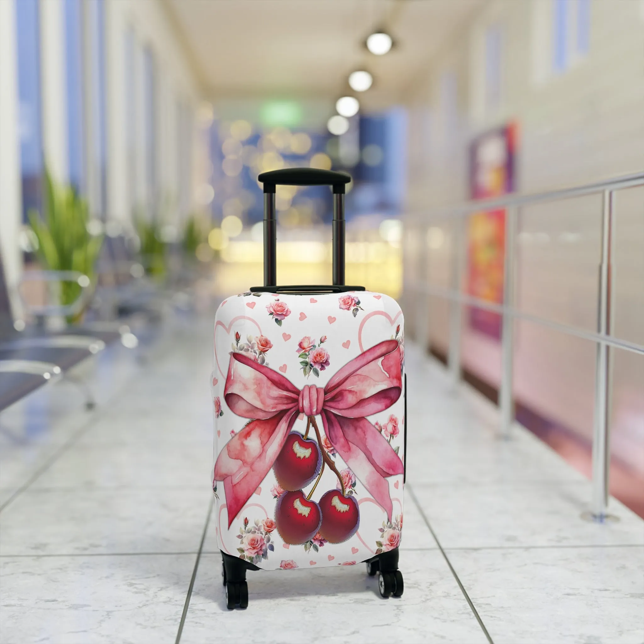 Luggage Cover, Rockabilly, Coquette, Hearts and Roses, Cherries and Ribbon, awd-2519