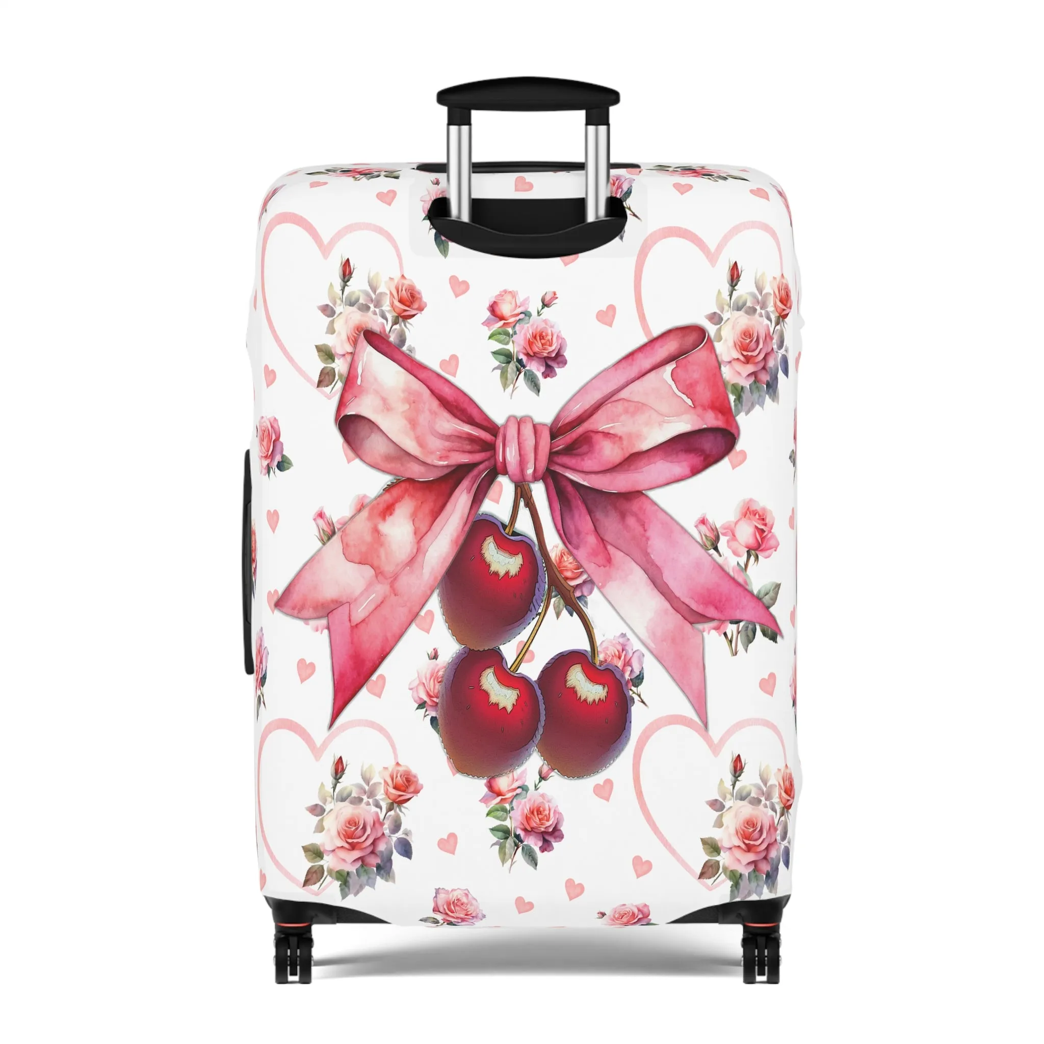 Luggage Cover, Rockabilly, Coquette, Hearts and Roses, Cherries and Ribbon, awd-2519