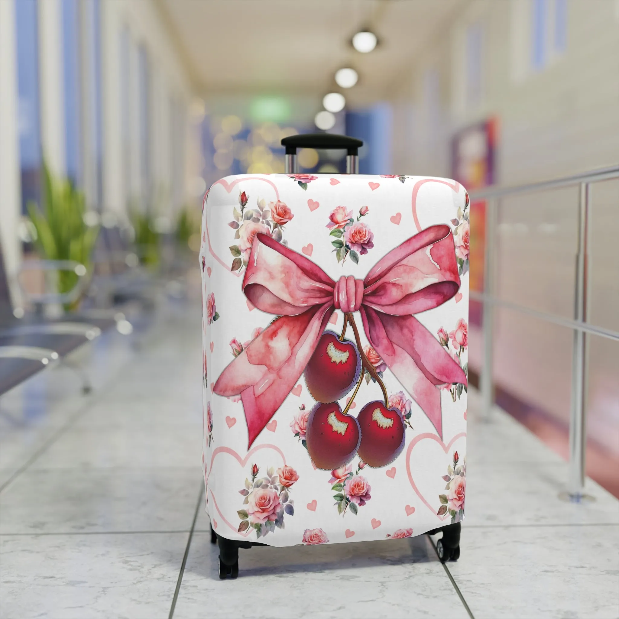 Luggage Cover, Rockabilly, Coquette, Hearts and Roses, Cherries and Ribbon, awd-2519