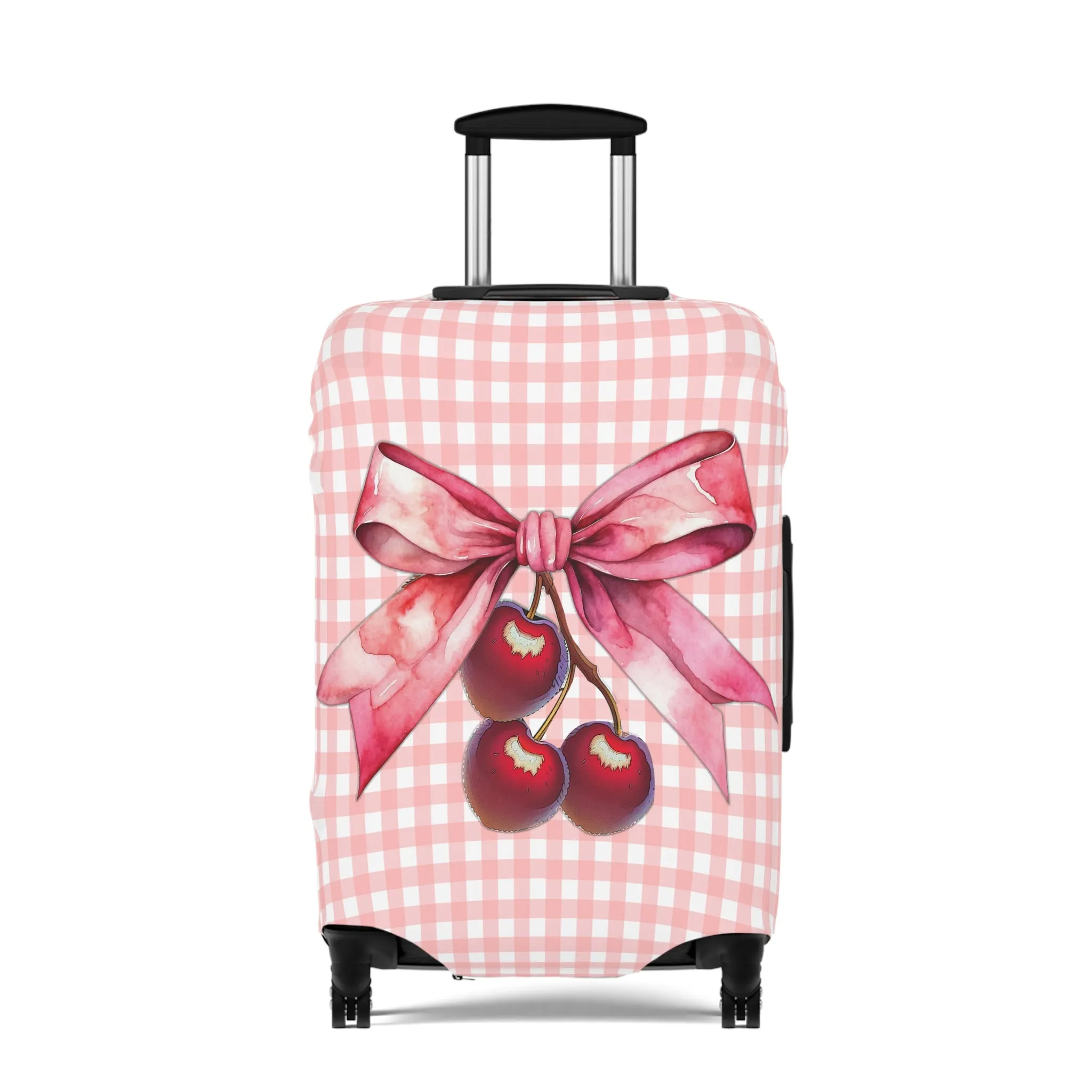 Luggage Cover, Rockabilly, Coquette, Pink Gingham, Cherries and Ribbon, awd-2508