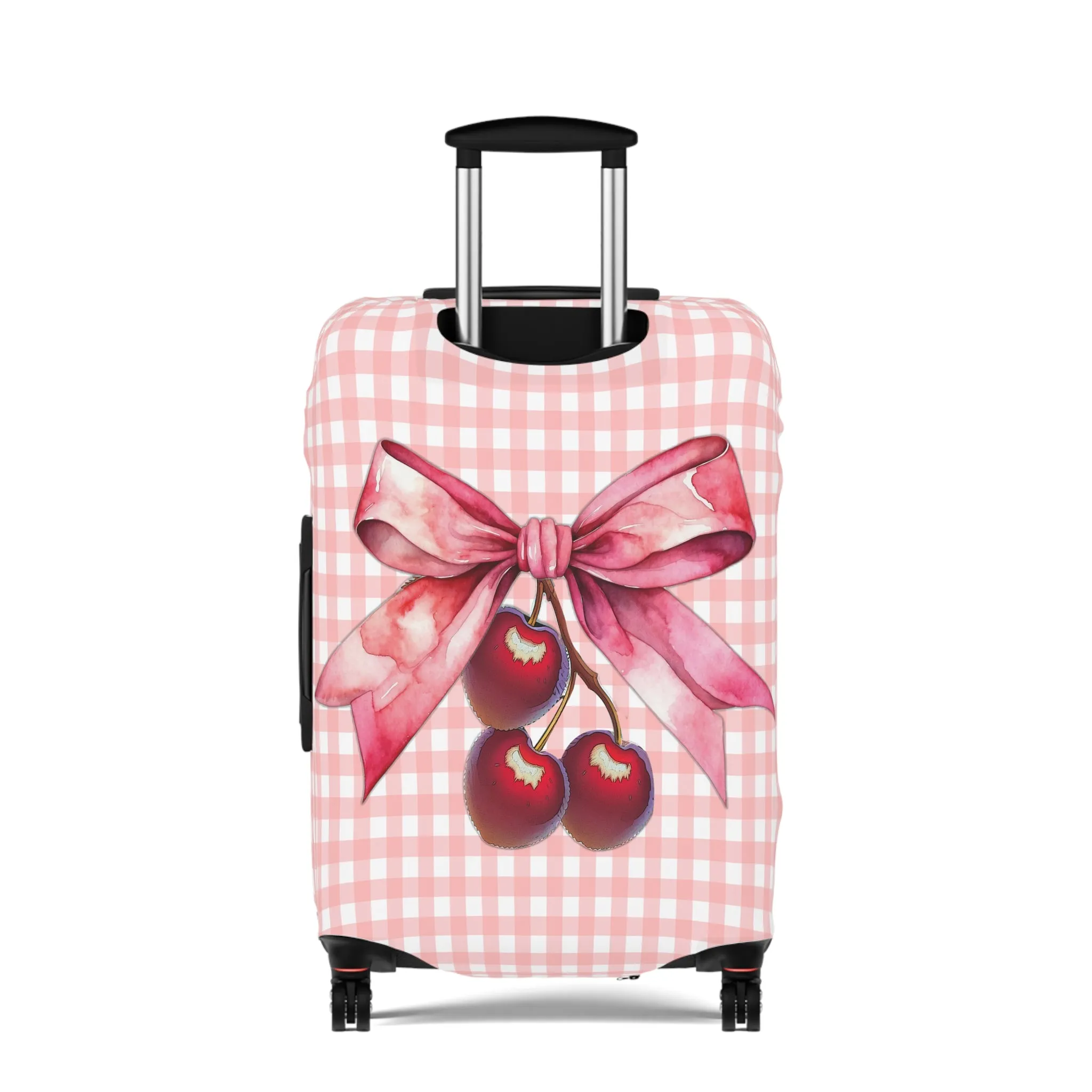 Luggage Cover, Rockabilly, Coquette, Pink Gingham, Cherries and Ribbon, awd-2508