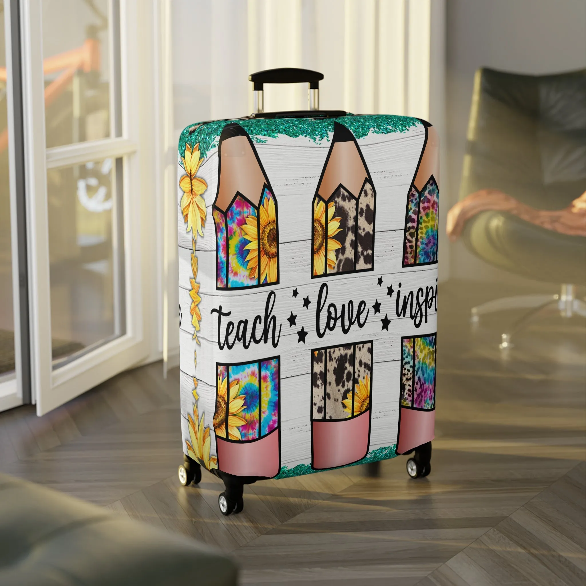 Luggage Cover, Teacher, Teach, Love, Inspire, awd-1755