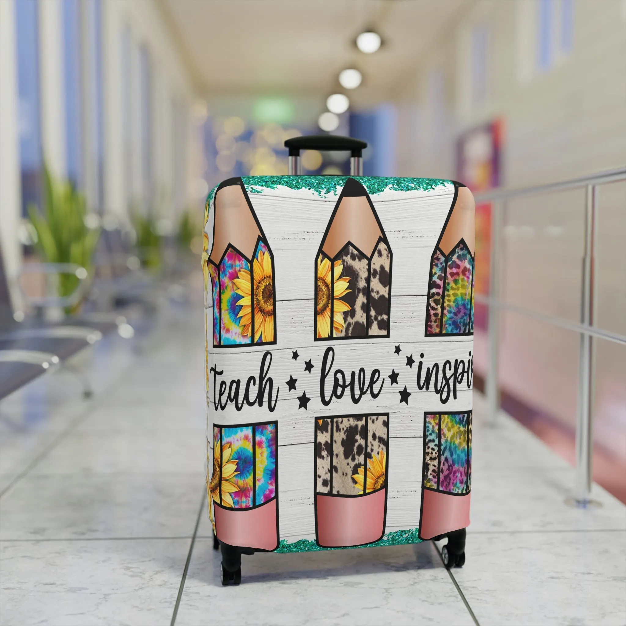 Luggage Cover, Teacher, Teach, Love, Inspire, awd-1755