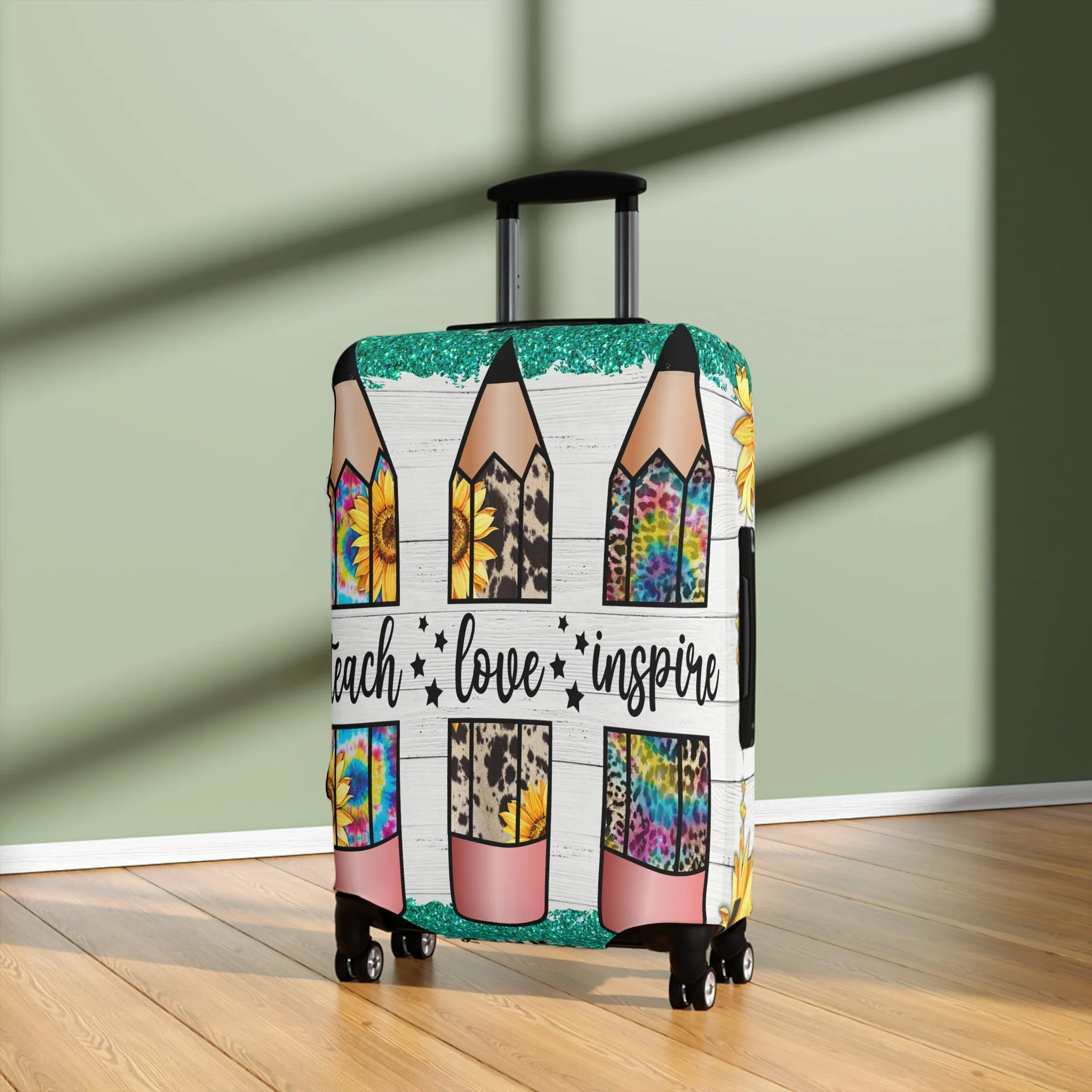 Luggage Cover, Teacher, Teach, Love, Inspire, awd-1755