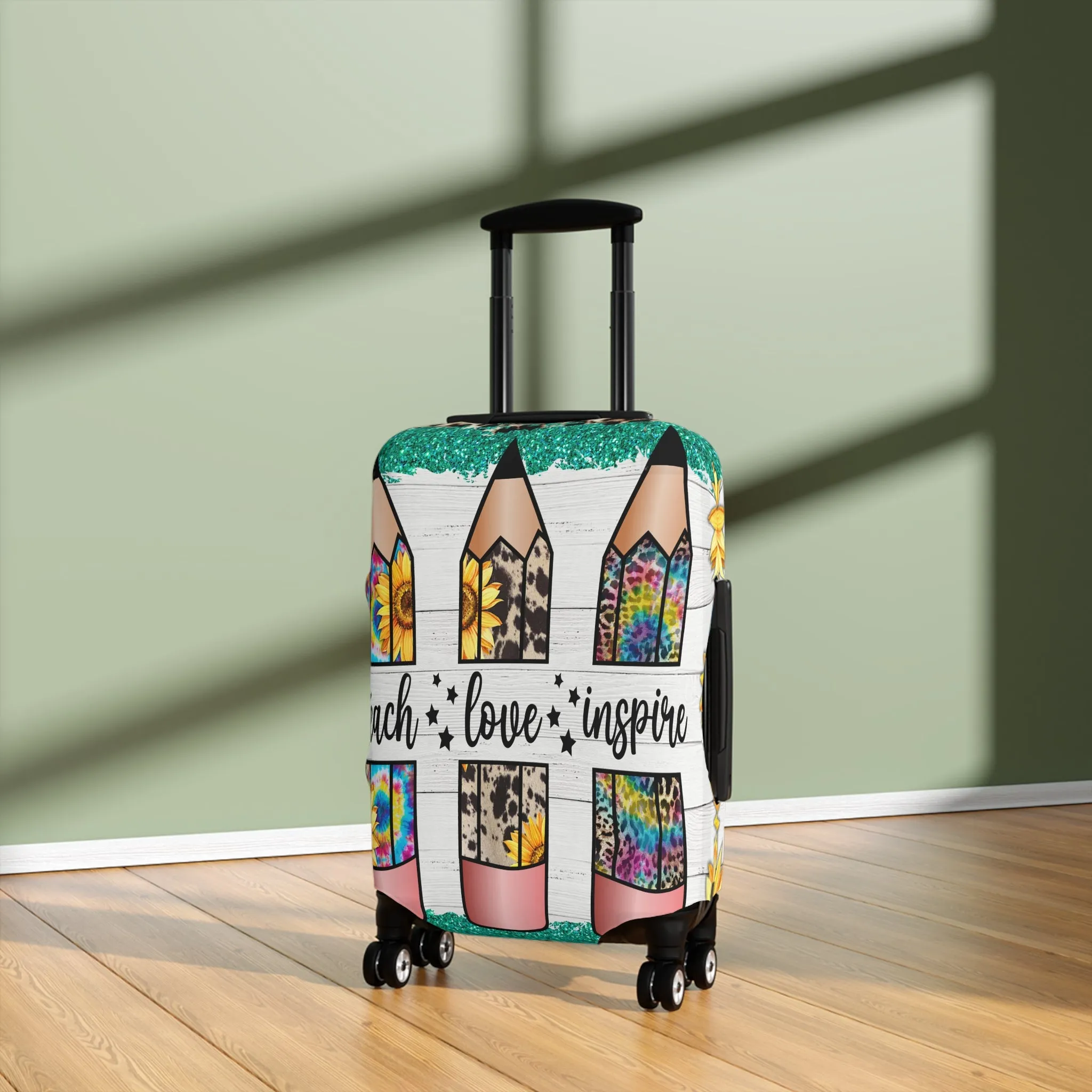 Luggage Cover, Teacher, Teach, Love, Inspire, awd-1755