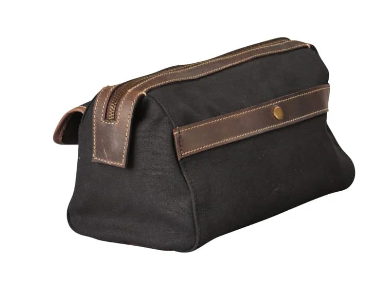 Mens Leather Travel Bag for Toiletries - Canvas Leather Dopp Kit for Men - the Ultimate Mens Cosmetic Bags - Overnight Toiletry Bag for Men - Bayfield Bags