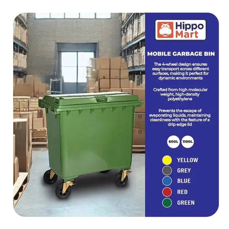 Mobile Garbage Bin | MGB | 660L, 1100L | Trash Bin | Commercial Bin | Dustbin | Outdoor Bin