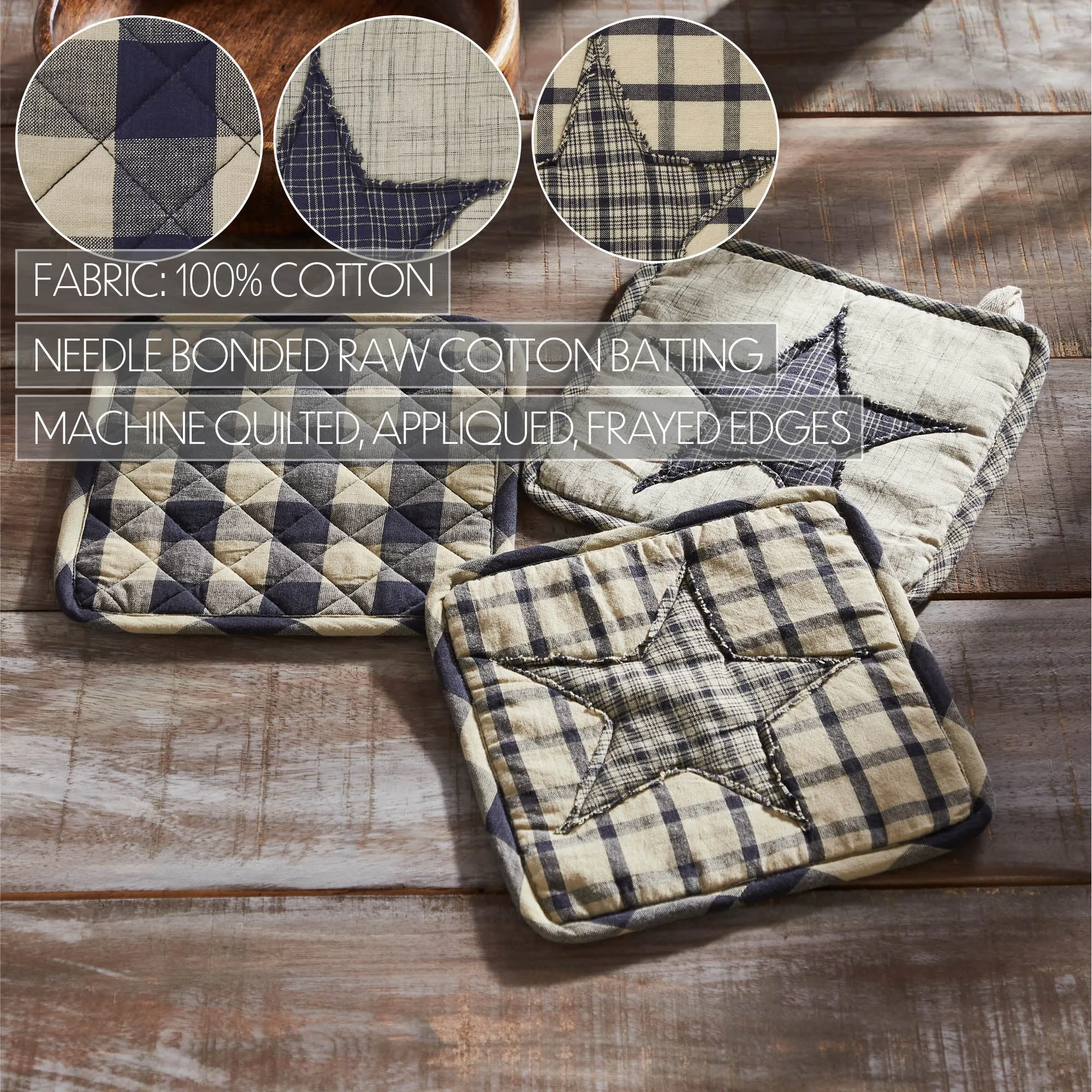 My Country Patchwork Pot Holder Set of 3 8x8