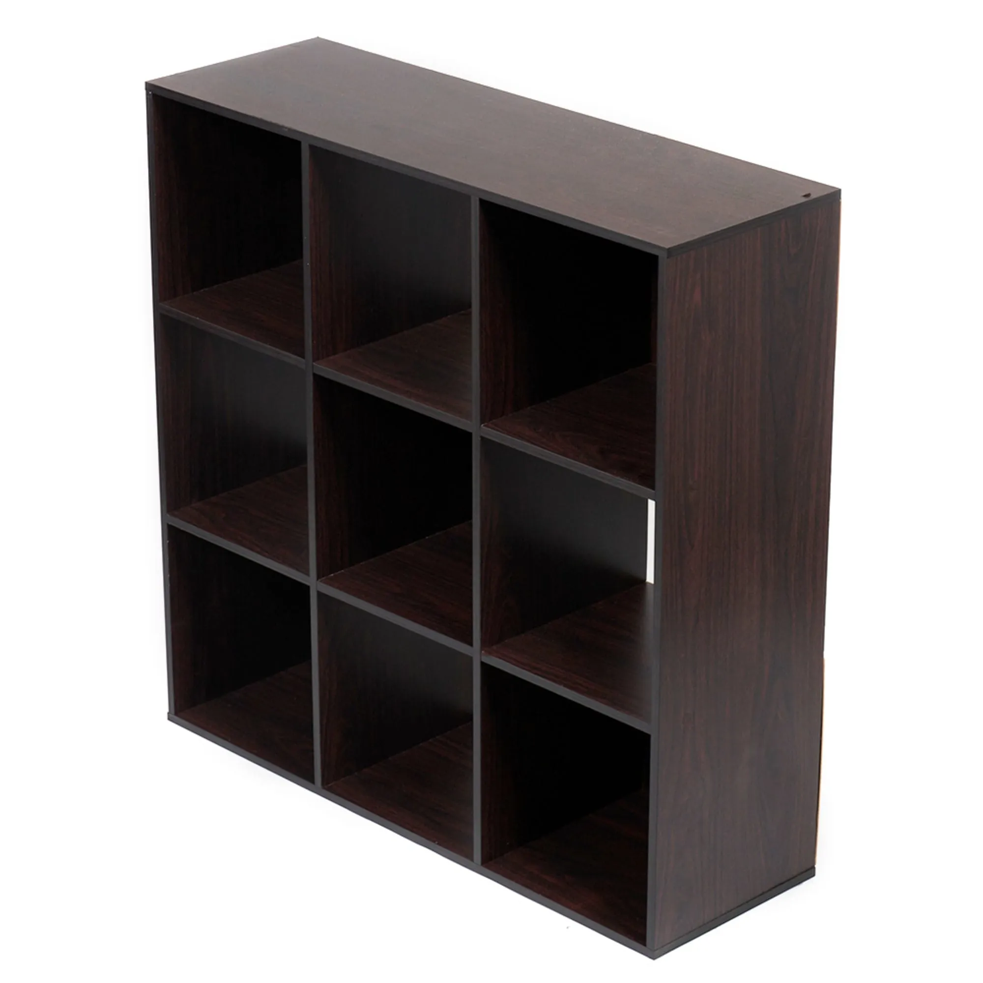 Open and Enclosed 9 Cube MDF Storage Organizer, Espresso