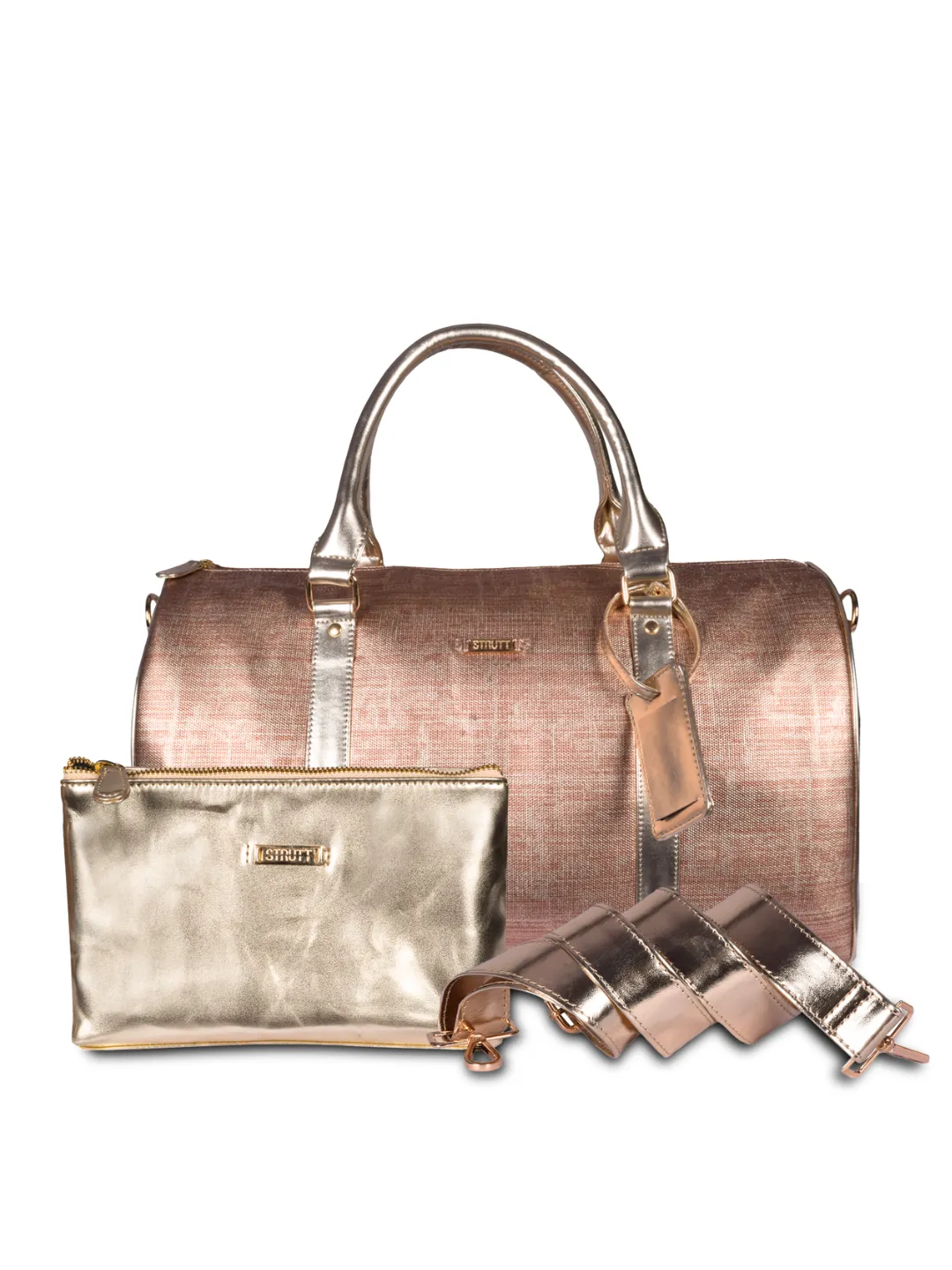 Pink & Gold Cabin Bag with Toiletry Kit - Carry on Luggage