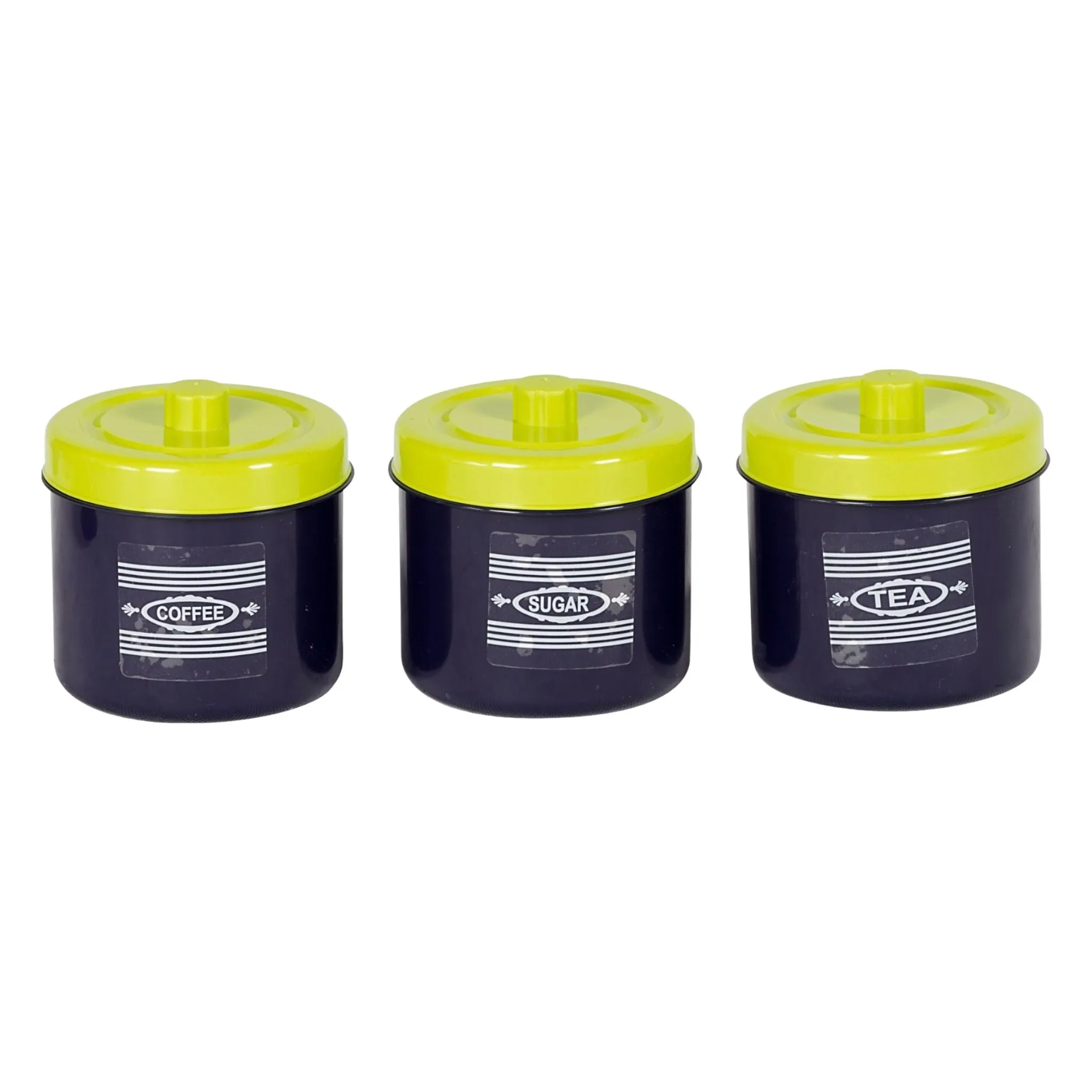 Plastic Canister 3pc Set Tea-Sugar-Coffee Buzz