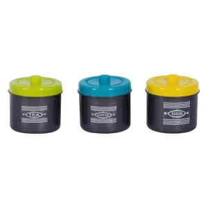 Plastic Canister 3pc Set Tea-Sugar-Coffee Buzz