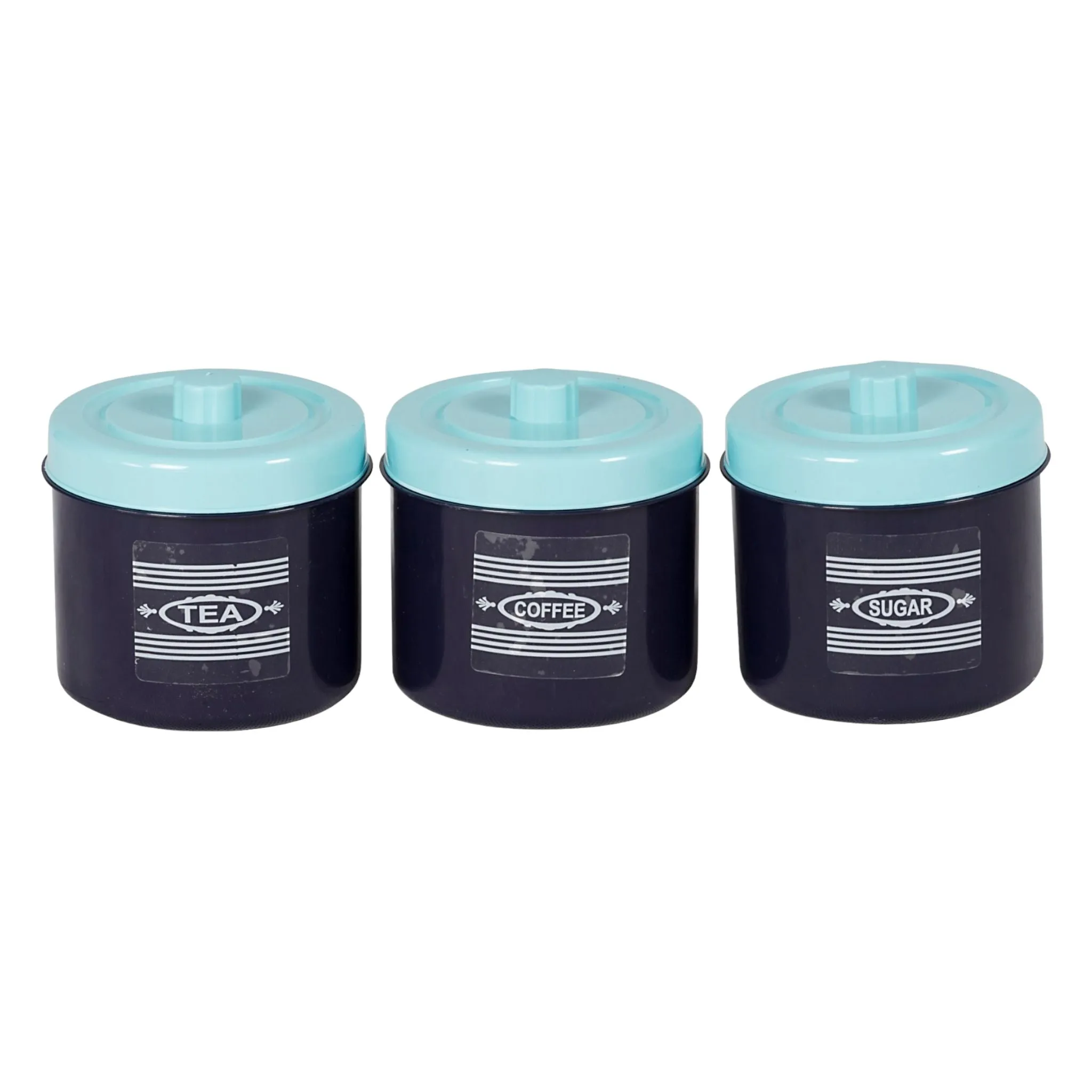 Plastic Canister 3pc Set Tea-Sugar-Coffee Buzz