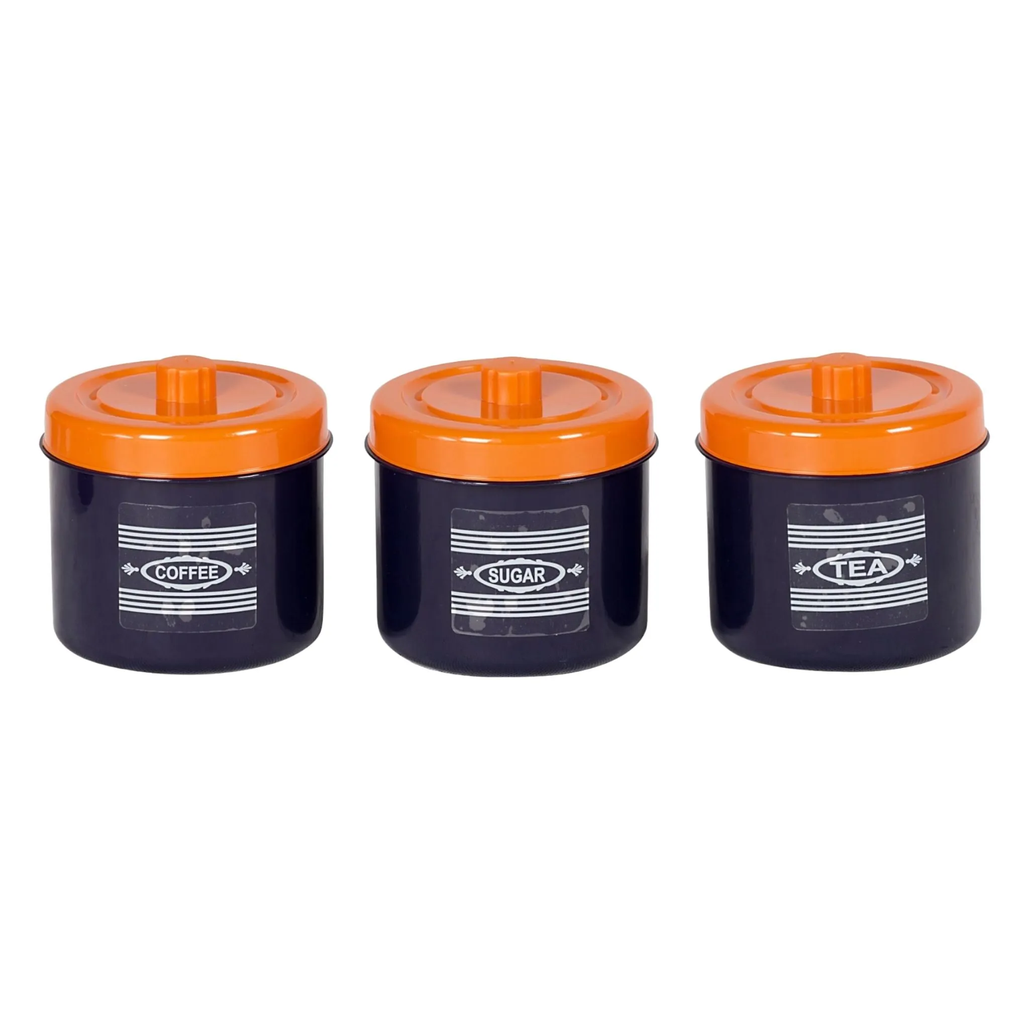 Plastic Canister 3pc Set Tea-Sugar-Coffee Buzz