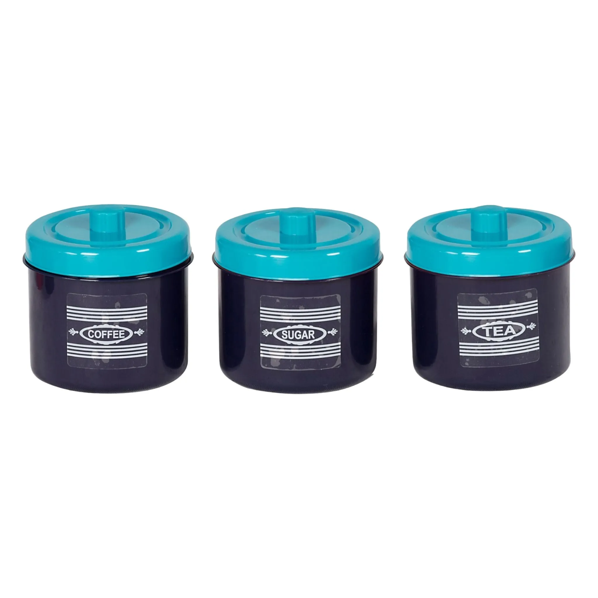 Plastic Canister 3pc Set Tea-Sugar-Coffee Buzz