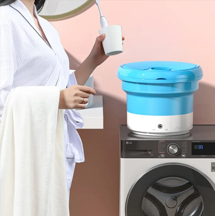 Portable And Foldable Washing Machine Bucket Q-Xy86 Blue