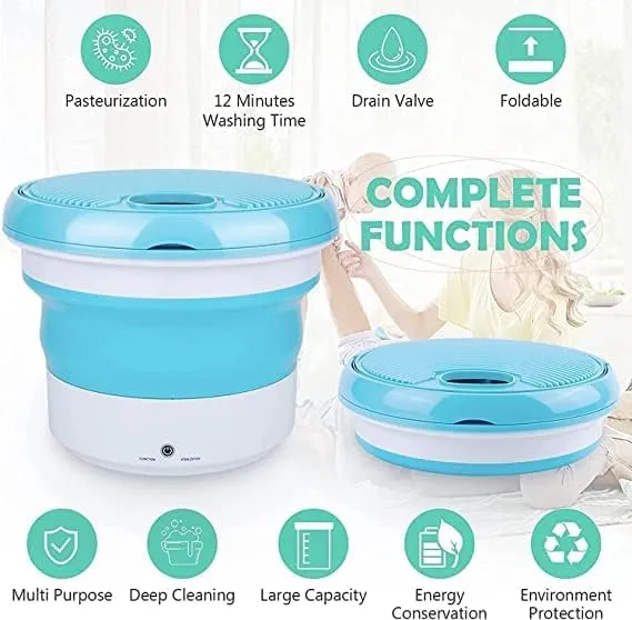 Portable And Foldable Washing Machine Bucket Q-Xy86 Blue