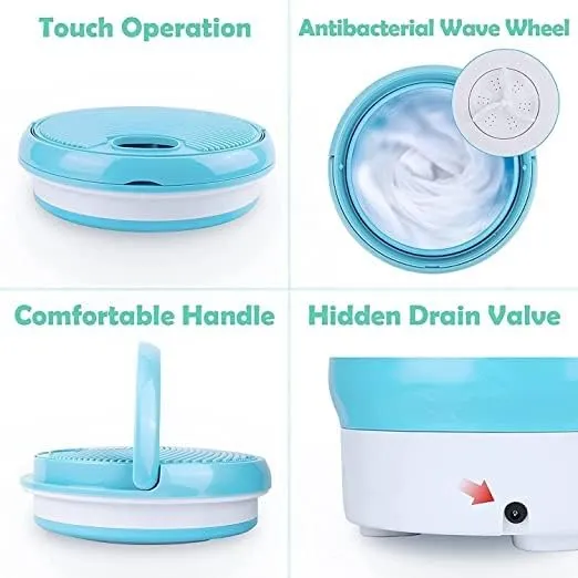 Portable And Foldable Washing Machine Bucket Q-Xy86 Blue