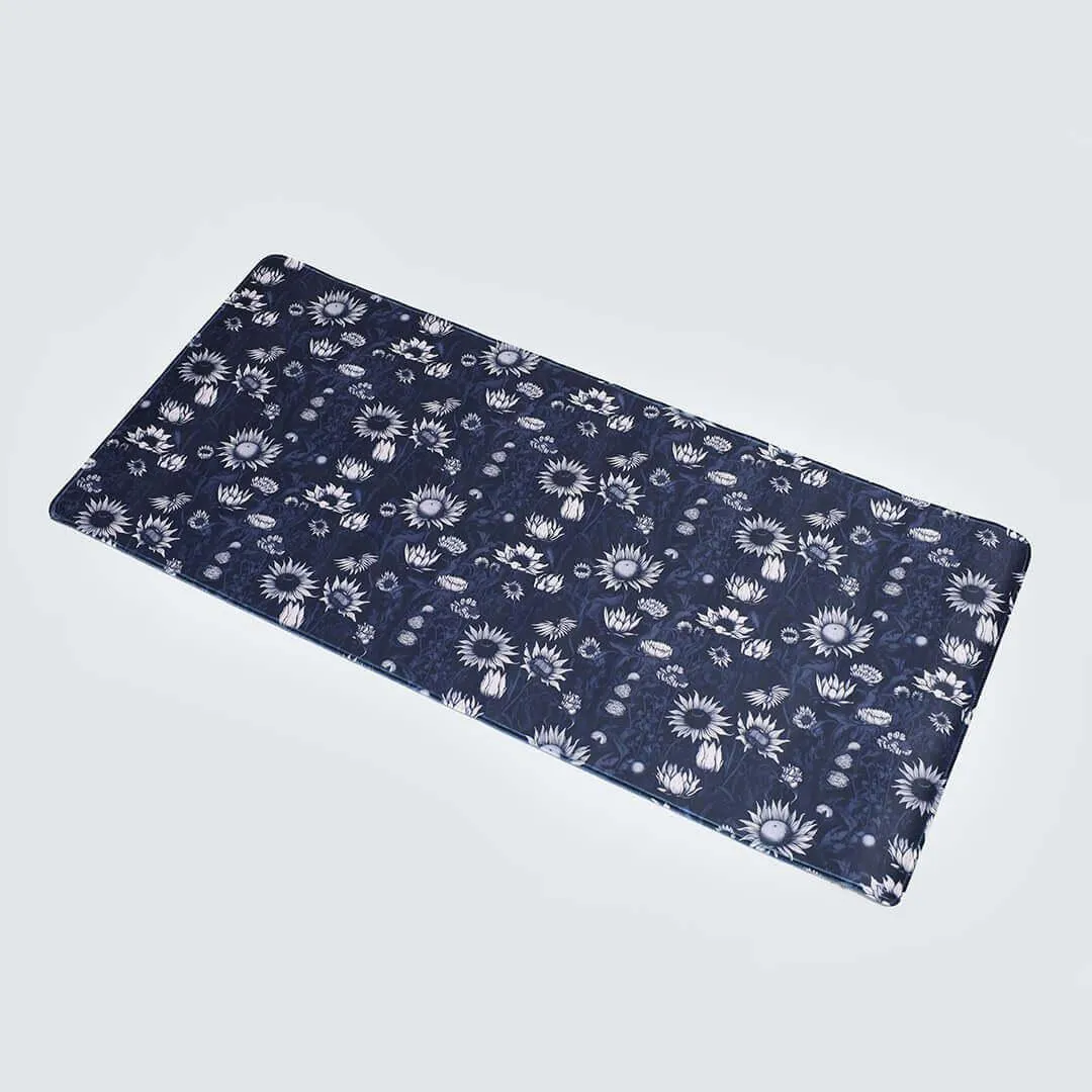 Printed Desk Mat - Black Sun Flowers