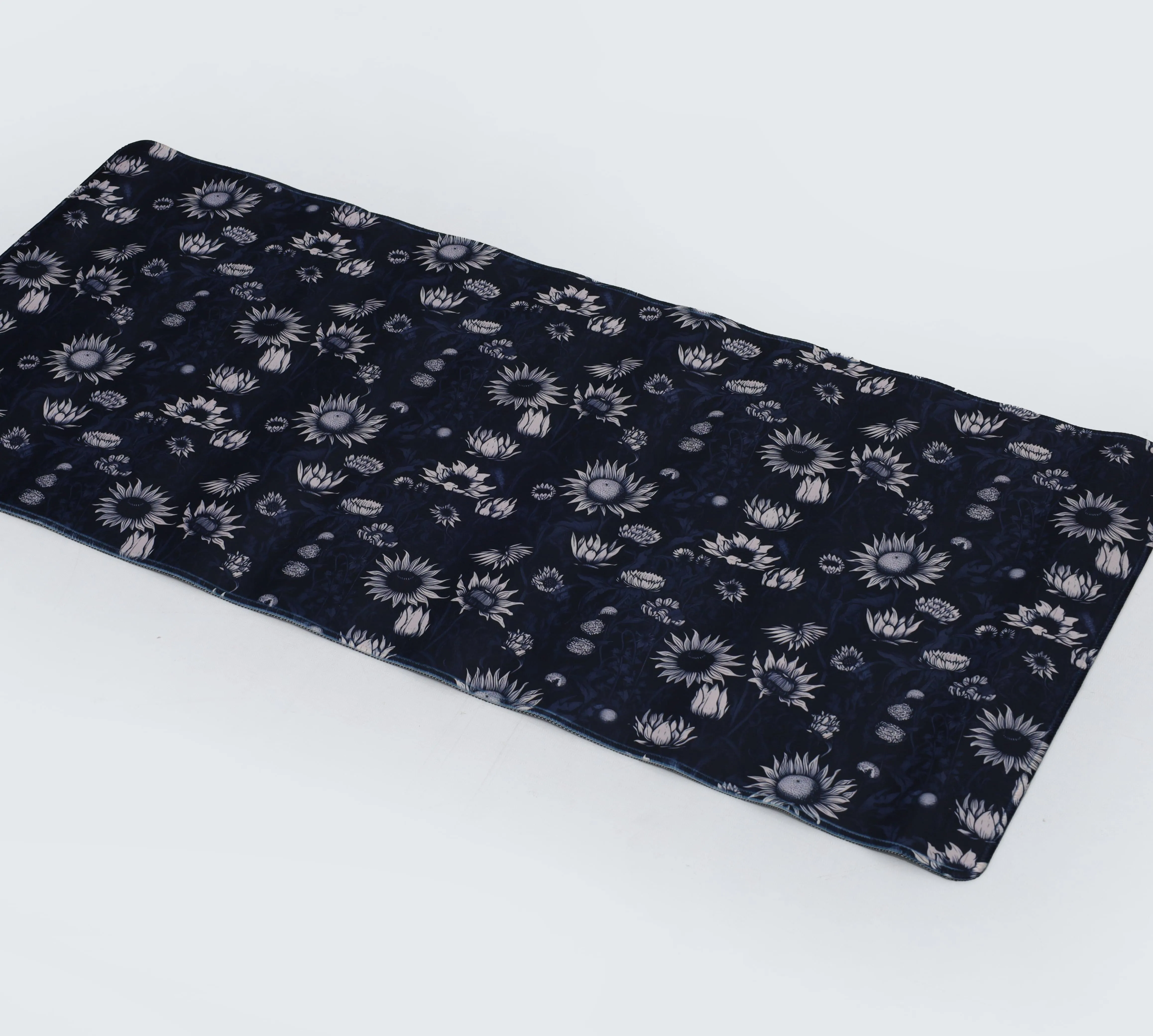 Printed Desk Mat - Black Sun Flowers