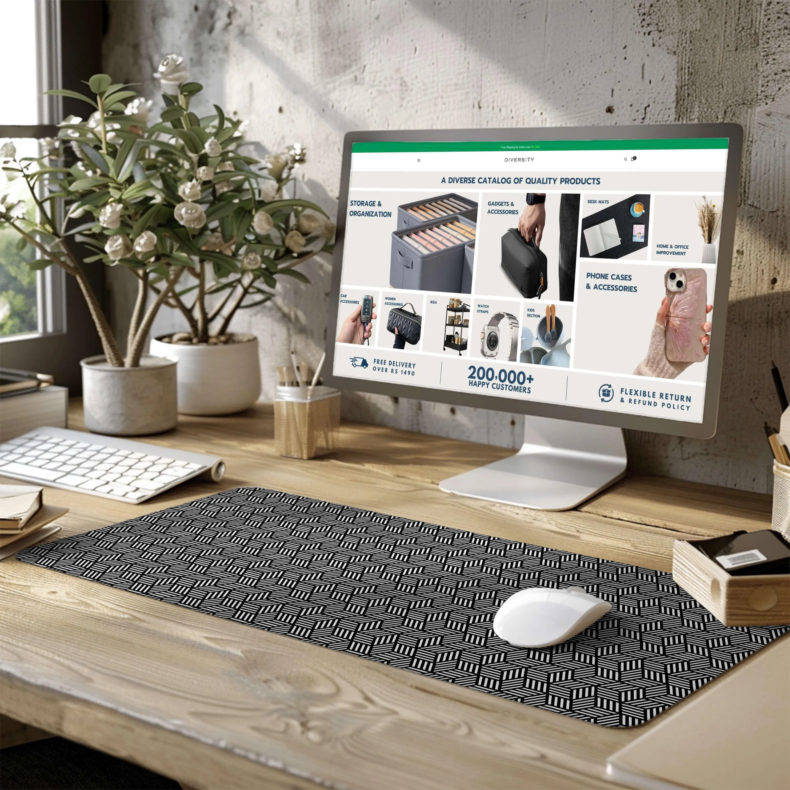 Printed Desk Mat - Hexagon Pattern