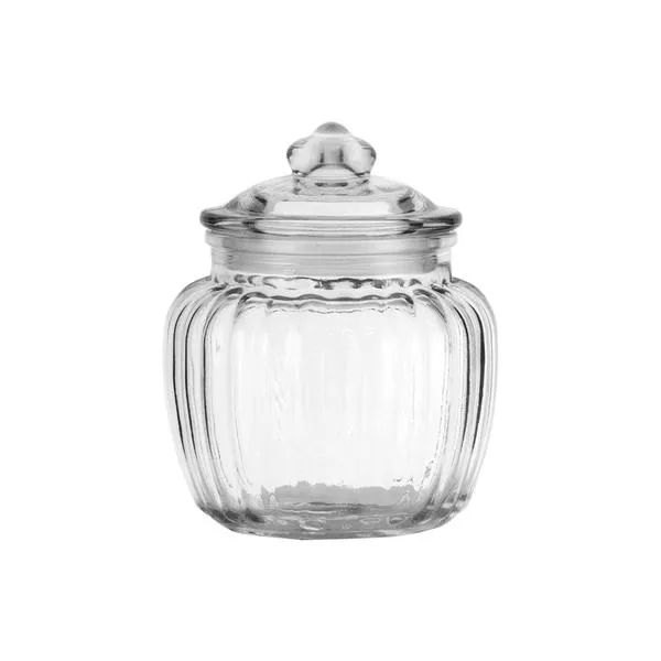 Regent Glass Canister 600ml Round Ribbed with Lid 11320