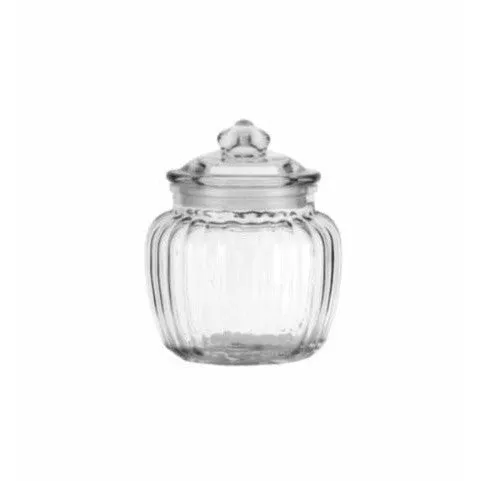 Regent Glass Canister Round 1.35L Ribbed with Lid 11321