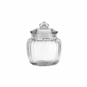 Regent Glass Canister Round 1.35L Ribbed with Lid 11321