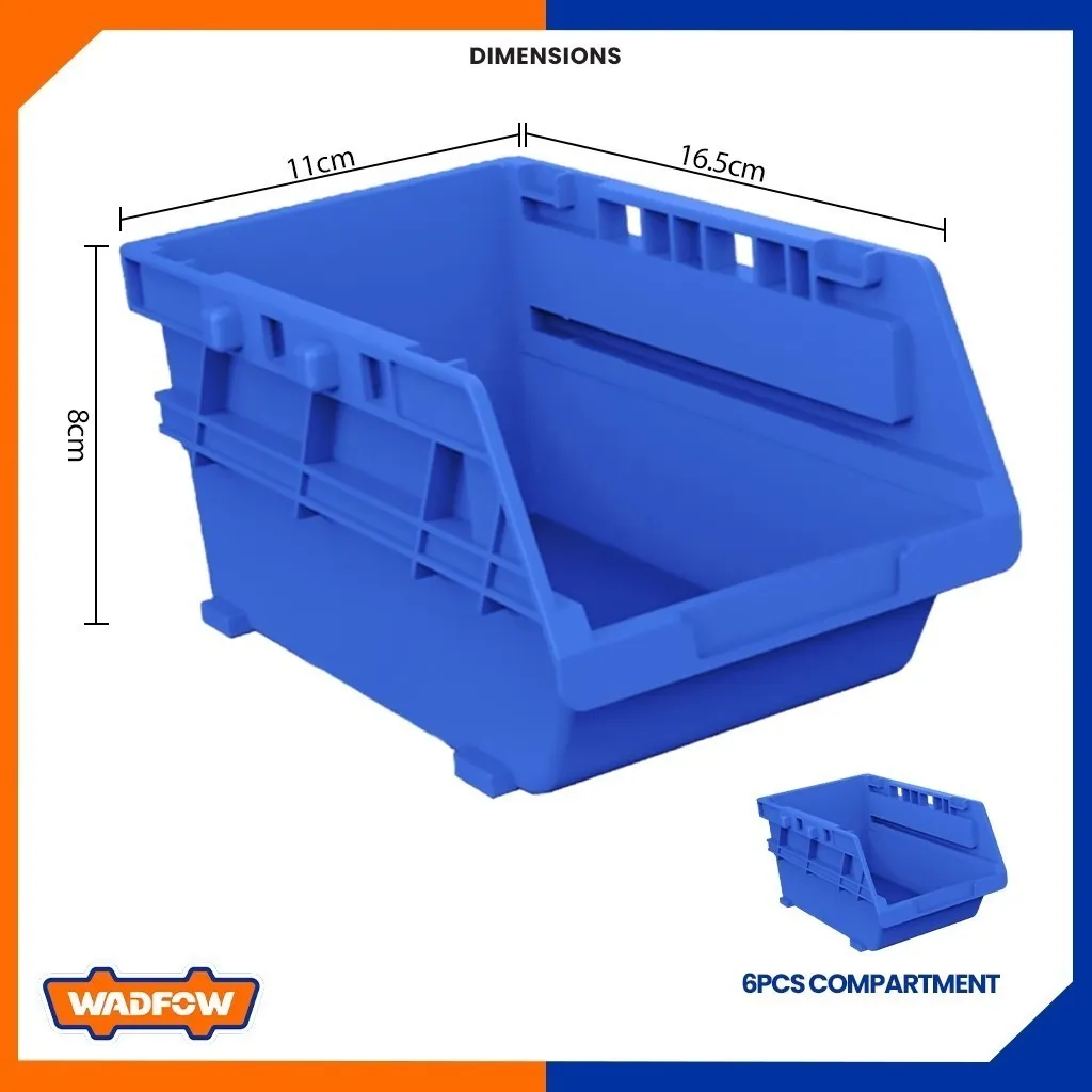 Set of 6pcs Plastic Trays (Open Type) Storage Bins 165x110x80mm WTB8336