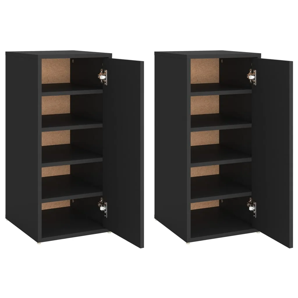 Shoe Cabinets 2 pcs Black 32x35x70 cm Engineered Wood