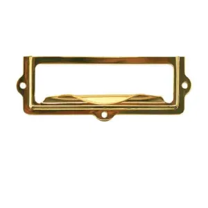 Small Brass Card Label Holder with Drawer Pull