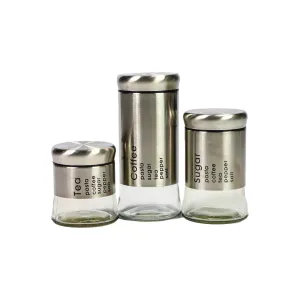 Stortage Glass 3 piece Canister set Meduim Size