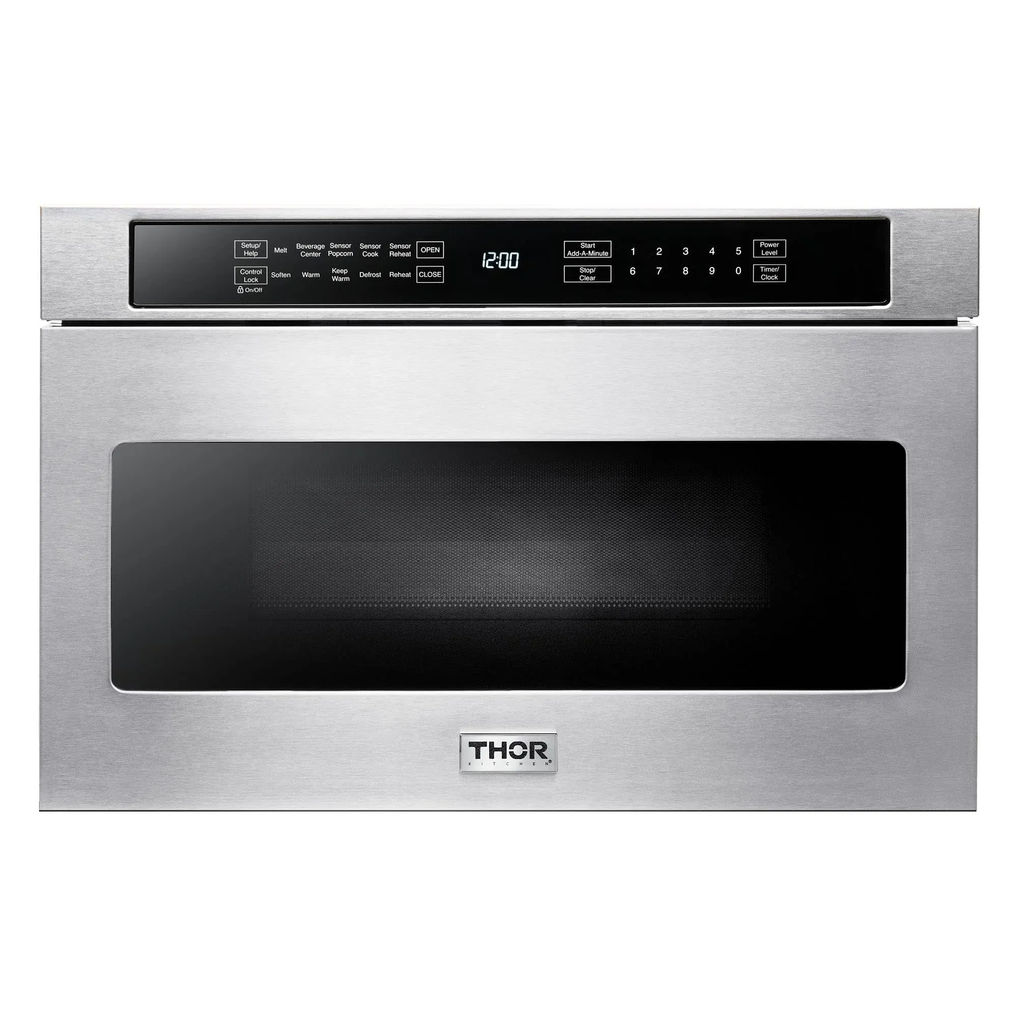 Thor Kitchen 4-Piece Appliance Package - 30-Inch Gas Range with Tilt Panel, French Door Refrigerator, Dishwasher, and Microwave Drawer in Stainless Steel