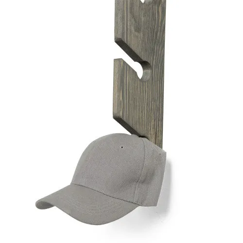 Vintage Gray Wood Baseball Cap Racks, Set of 2