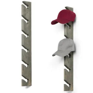 Vintage Gray Wood Baseball Cap Racks, Set of 2