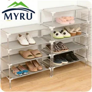 Wholesale stainless steel multi-function receive racks dormitory shoe Korea multilayer woven simple shoe rack