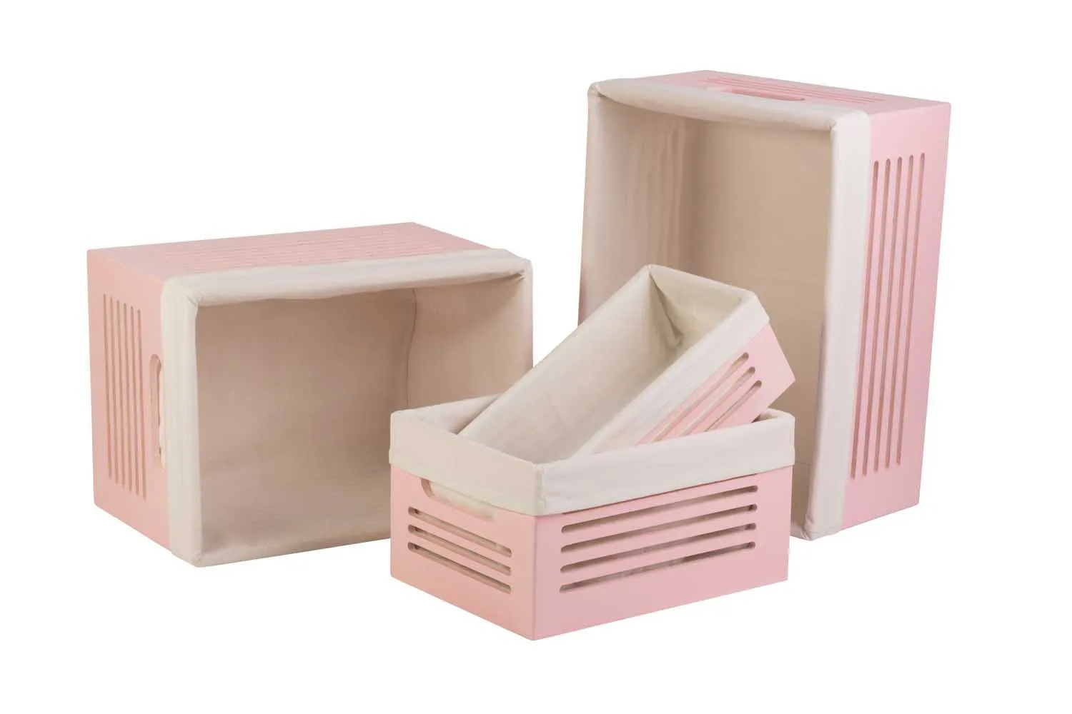 Wooden Pink Storage Bins - Large (Wholesale)