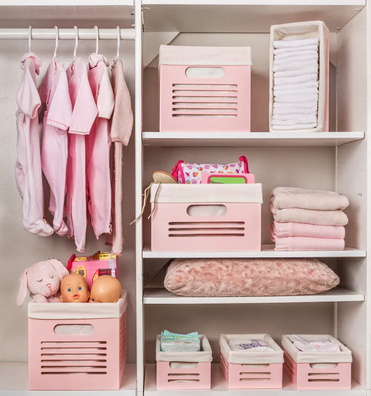 Wooden Pink Storage Bins - Large (Wholesale)